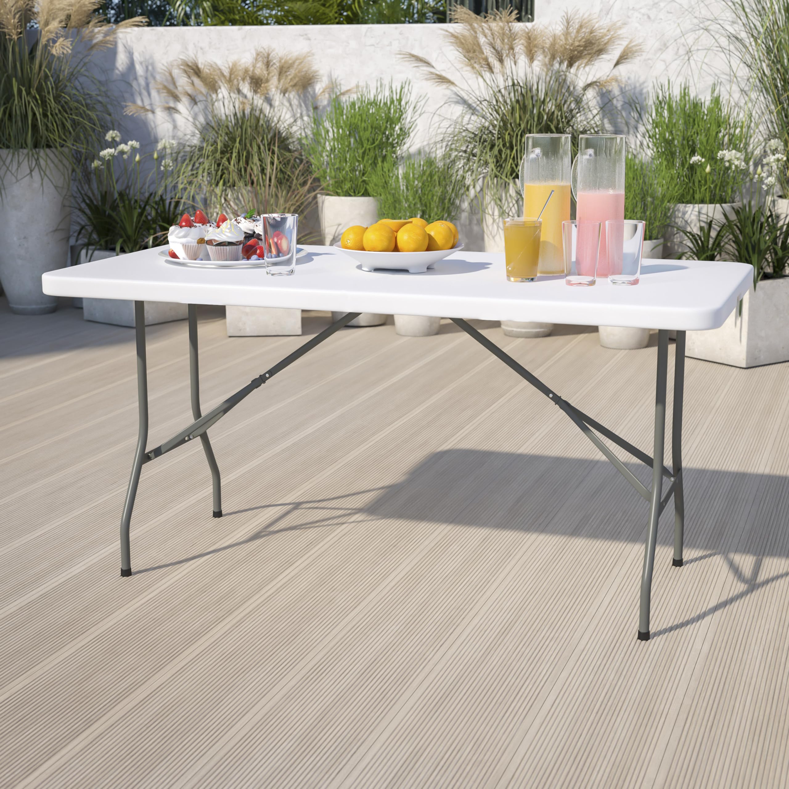 Amazon.com: BizChair 5-Foot Granite White Plastic Folding Table